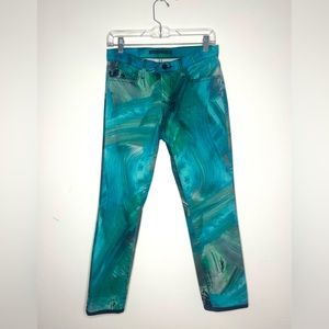 Christopher Kane X J Brand Size 28 Green Brushstroke Print Skinny Jeans